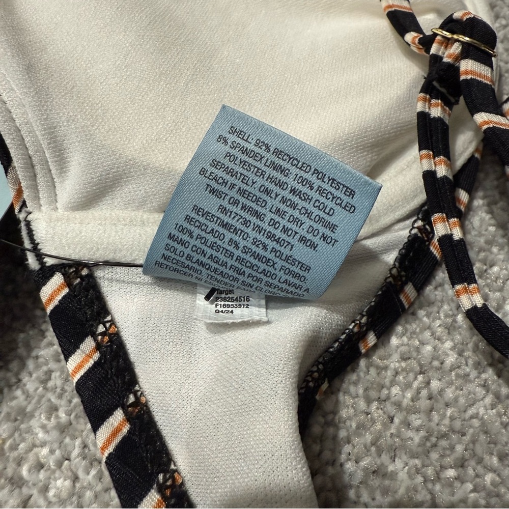 NWT Shade and Shore Striped Black, Orange, and Beige Underwire Swim Top Size 36B - Picture 7 of 7